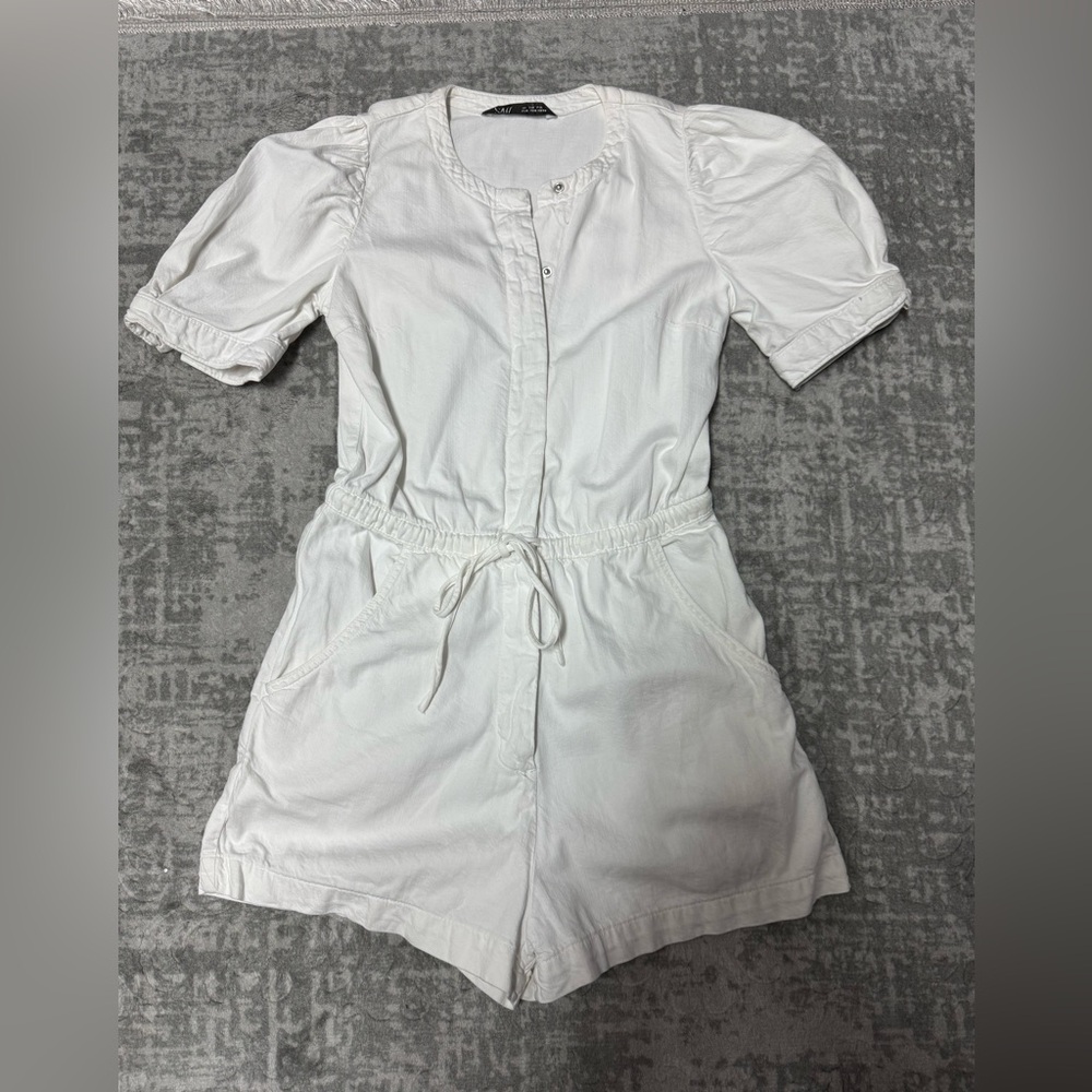 Zara White Button-Up Romper